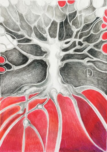 Drawing titled "TREE OF KNOWLEDGE -…" by Katarzyna Dietrych, Original Artwork, Pastel