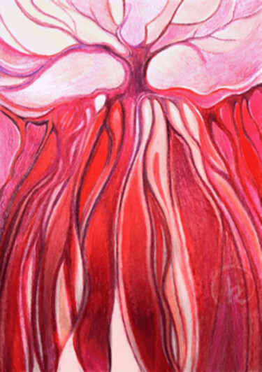 Dessin intitulée "The energy of Red C…" par Katarzyna Dietrych, Œuvre d'art originale, Pastel