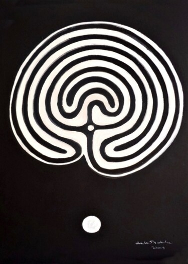 Painting titled "The White Labyrinth" by Katarzyna Dietrych, Original Artwork, Acrylic