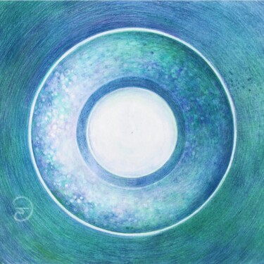 The Vishuddha Chakra - The Throat Chakra - The Blue Mandala Peinture intitulée "The Vishuddha Chakr…" par Katarzyna Dietrych, Œuvre d'art originale, Pastel