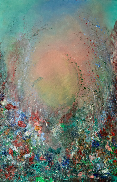 Malarstwo zatytułowany „Kolorowa łąka” autorstwa Katarzyna Dziemidowicz, Oryginalna praca, Olej