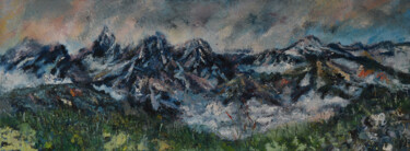 Painting titled "Mountain view" by Katarzyna Machejek, Original Artwork, Oil Mounted on Other rigid panel