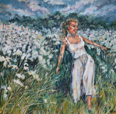 Painting titled "Dance with me" by Katarzyna Machejek, Original Artwork, Oil Mounted on Other rigid panel