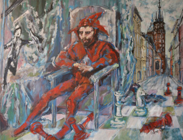 Картина под названием "Jester" - Katarzyna Machejek, Подлинное произведение искусства, Акрил Установлен на Другая жесткая па…
