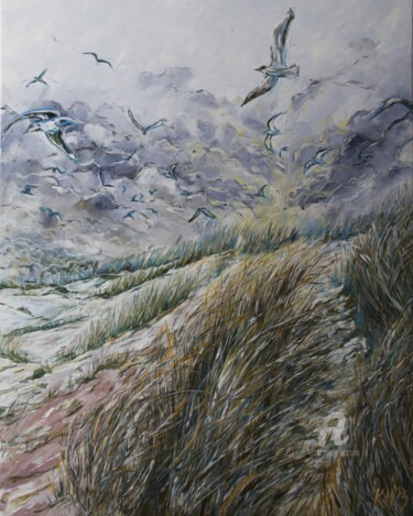 Malarstwo zatytułowany „Just like a bird” autorstwa Katarzyna Machejek, Oryginalna praca, Olej Zamontowany na Drewniana rama…