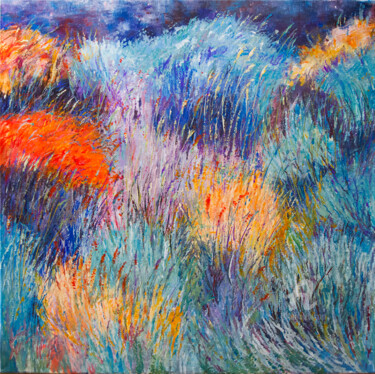 Painting titled "Fragrant Meadow" by Katarzyna Machejek, Original Artwork, Acrylic Mounted on Wood Stretcher frame
