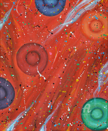 Malarstwo zatytułowany „W kosmosie” autorstwa Katarzyna Musielak (Kasia Leon), Oryginalna praca, Akryl
