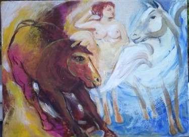 Malerei mit dem Titel "Taki pejzaz" von Katarzyna Orthwein, Original-Kunstwerk, Acryl