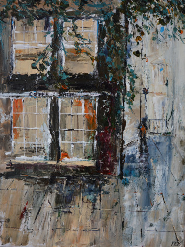 "Coffee shop" Peinture intitulée ""Coffee shop"" par Katarzyna Pałyga, Œuvre d'art originale, Acrylique Monté sur Autre panneau rigide