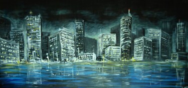 Ζωγραφική με τίτλο "City lights" από Katarzyna Piotrowska, Αυθεντικά έργα τέχνης, Ακρυλικό