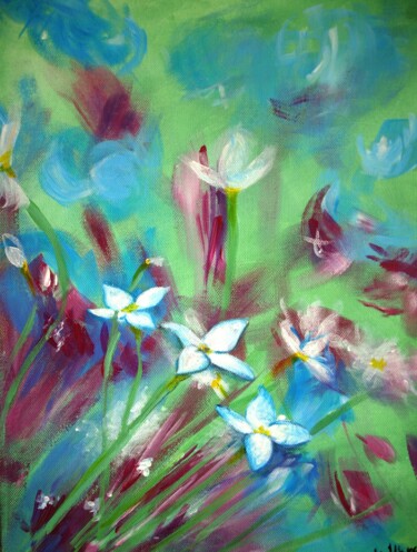 Peinture intitulée "Flowers" par Katarzyna Piotrowska, Œuvre d'art originale, Acrylique