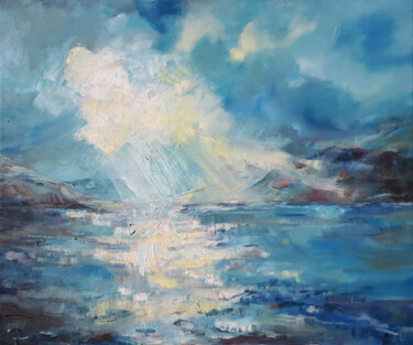Malarstwo zatytułowany „Górskie Jezioro” autorstwa Katarzyna Sikorsky, Oryginalna praca, Olej