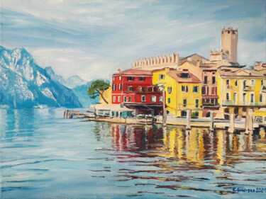 Painting titled "Limone sul Garda" by Katarzyna Sikorsky, Original Artwork, Oil