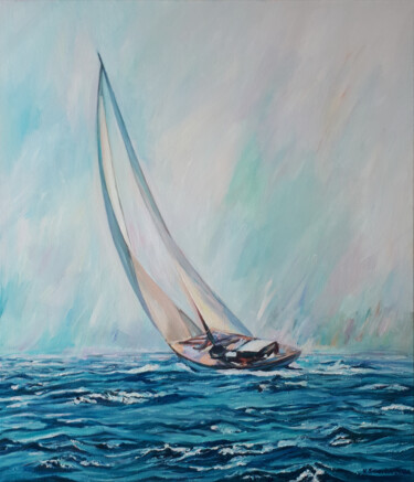 Painting titled "Wyprawa" by Katarzyna Sikorsky, Original Artwork, Oil Mounted on Wood Stretcher frame