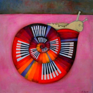 Painting titled "Snail" by Picture Kate, Original Artwork