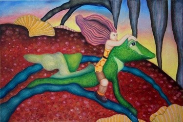 Painting titled "Saurian" by Picture Kate, Original Artwork