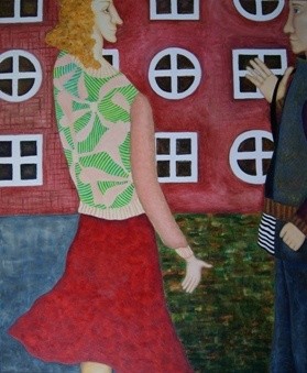 Painting titled "Mariolka in the city" by Picture Kate, Original Artwork