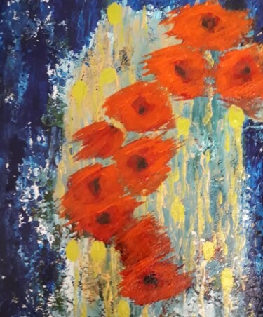 Картина под названием "Poppies" - Katayoun Dodangeh, Подлинное произведение искусства, Акрил