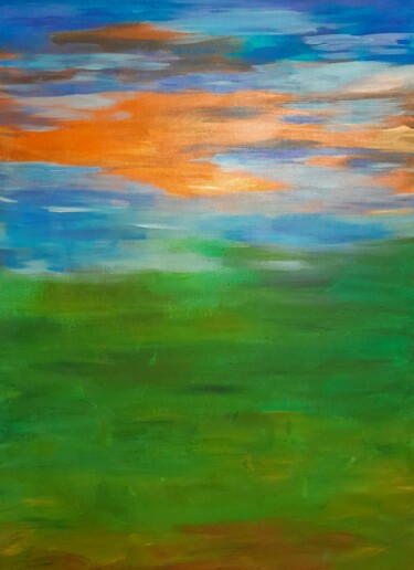 Painting titled "Abstract/landscape 2" by Katayoun Dodangeh, Original Artwork, Acrylic