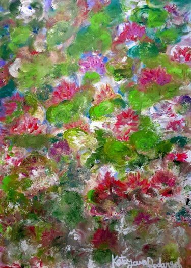 Painting titled "Abstract/waterlilies" by Katayoun Dodangeh, Original Artwork, Acrylic