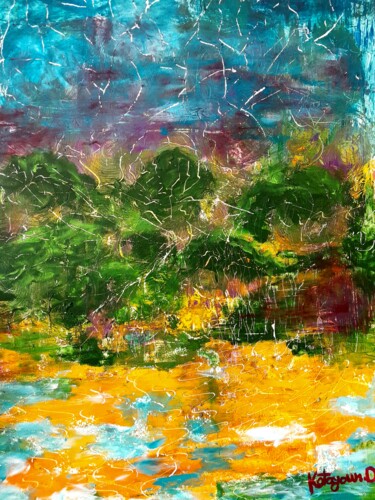 Peinture intitulée "Abstract landscape…" par Katayoun Dodangeh, Œuvre d'art originale, Acrylique