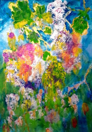 Картина под названием "Abstract flowers 77" - Katayoun Dodangeh, Подлинное произведение искусства, Акрил