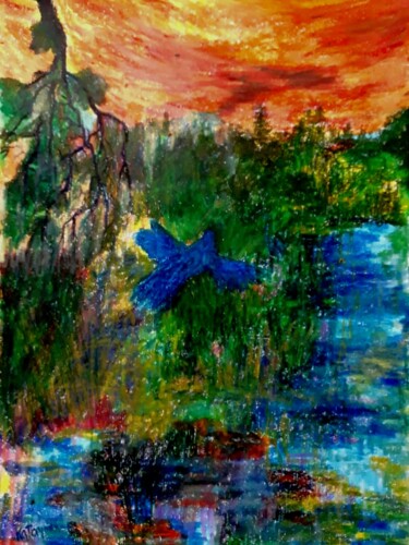 Painting titled "Landscape 79" by Katayoun Dodangeh, Original Artwork, Pastel