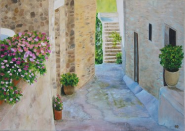 Painting titled "La ruelle" by Katia Beranger (KatB.Art), Original Artwork, Oil