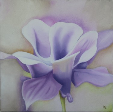 Painting titled "Lys violet" by Katia Beranger (KatB.Art), Original Artwork, Oil