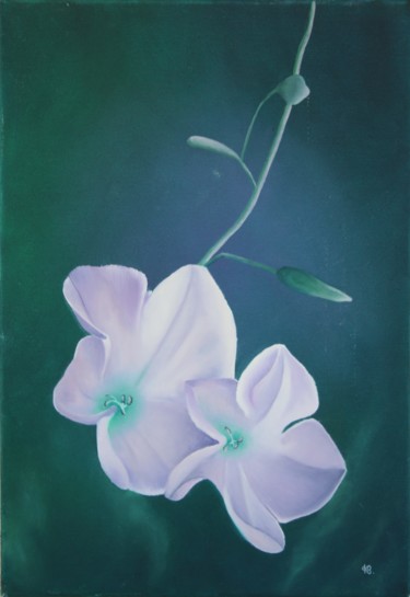 Картина под названием "Fleurs blanches des…" - Katia Beranger (KatB.Art), Подлинное произведение искусства, Масло
