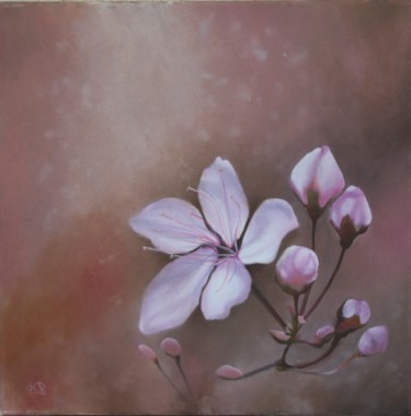Peinture intitulée "Fleur de cerisier" par Katia Beranger (KatB.Art), Œuvre d'art originale, Huile