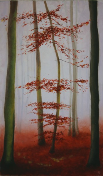 Painting titled "L'arbre au feuillag…" by Katia Beranger (KatB.Art), Original Artwork, Oil