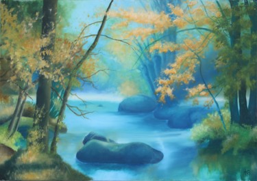 Painting titled "Forêt féérique" by Katia Beranger (KatB.Art), Original Artwork, Oil