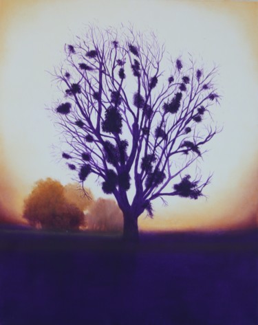 Painting titled "Arborescence orange…" by Katia Beranger (KatB.Art), Original Artwork, Oil
