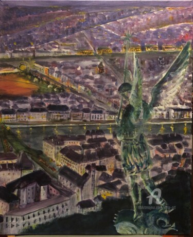 Malerei mit dem Titel "Belle ville de Lyon" von Kate_art, Original-Kunstwerk, Acryl