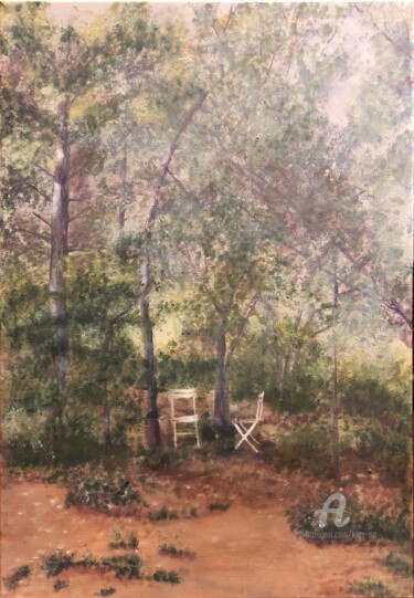 Картина под названием "Une forêt lumineuse" - Kate_art, Подлинное произведение искусства, Акрил