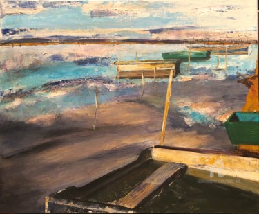 Painting titled "Barques à la mer vo…" by Kate_art, Original Artwork, Acrylic