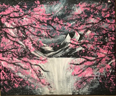 Malerei mit dem Titel "Cerisiers japonais" von Kate_art, Original-Kunstwerk, Acryl