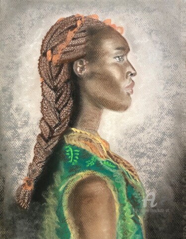 Drawing titled "Africaine" by Kate_art, Original Artwork, Chalk