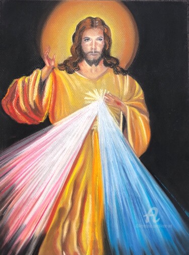 Drawing titled "Jesus Misericordioso" by Kate_art, Original Artwork, Chalk