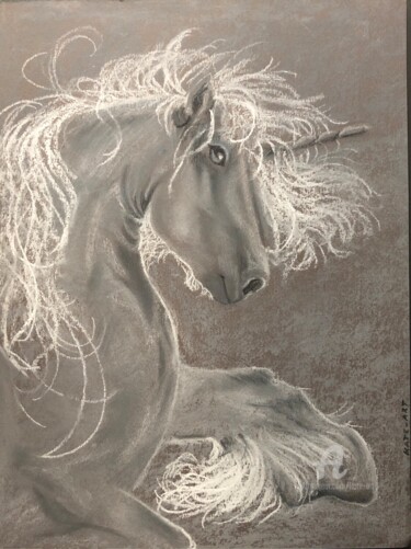 Drawing titled "Licorne" by Kate_art, Original Artwork, Chalk
