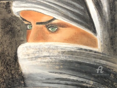 Dessin intitulée "Femme du désert" par Kate_art, Œuvre d'art originale, Craie