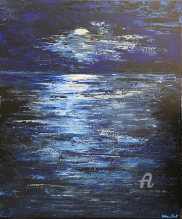 Malerei mit dem Titel "La nuit sur l’Océan" von Kate_art, Original-Kunstwerk, Acryl