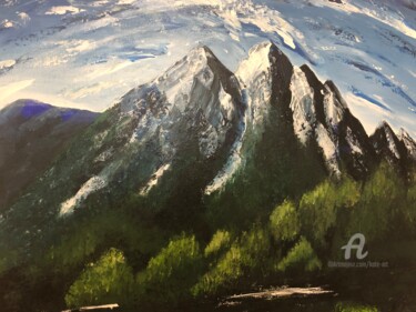 Картина под названием "Blue mountains" - Kate_art, Подлинное произведение искусства, Акрил Установлен на Деревянная рама для…