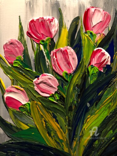 Peinture intitulée "Tulipes" par Kate_art, Œuvre d'art originale, Acrylique