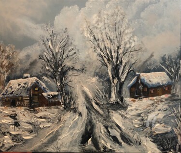 Painting titled "L’hiver en Sibérie" by Kate_art, Original Artwork, Acrylic