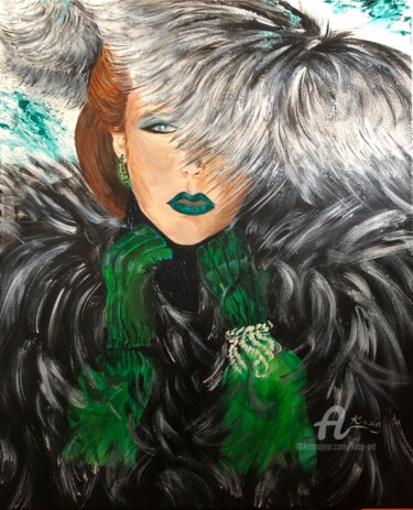 Painting titled "Glamour et fourrure" by Kate_art, Original Artwork, Acrylic