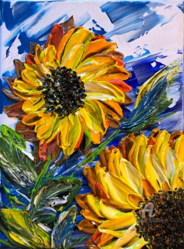 Peinture intitulée "Sunflowers" par Kate_art, Œuvre d'art originale, Acrylique