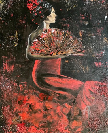 Malerei mit dem Titel "Danseuse du Flamenco" von Kate_art, Original-Kunstwerk, Acryl