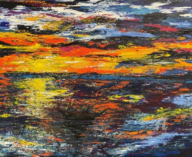 Painting titled "Fishing at sunrise" by Kate_art, Original Artwork, Acrylic
